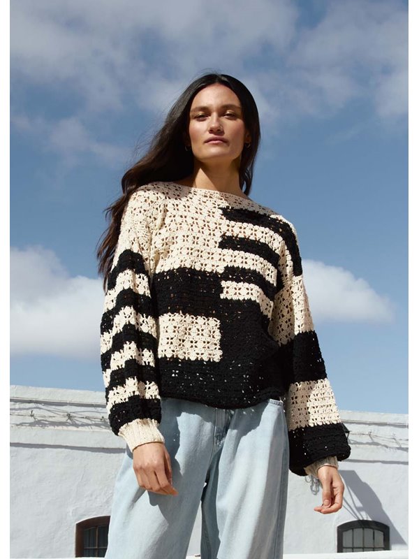 Lana Grossa PULLI IM STÄBCHEN-LOCHMUSTER Setapura