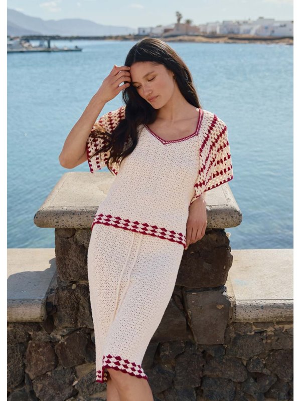 TOP IM MUSCHELMUSTER MIT VOLANTÄRMELN Campo von Lana Grossa