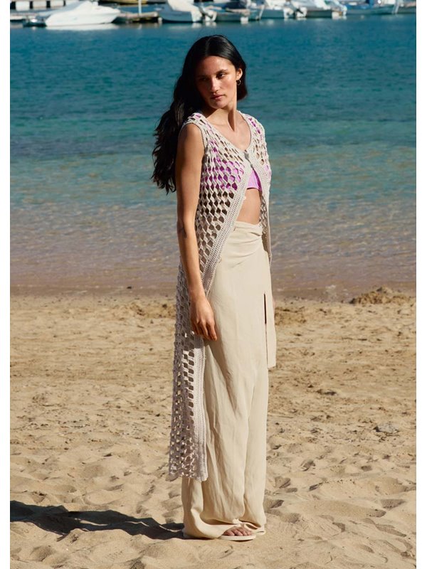 WESTE / KLEID IM STÄBCHENLOCHMUSTER Solo Lino von Lana Grossa