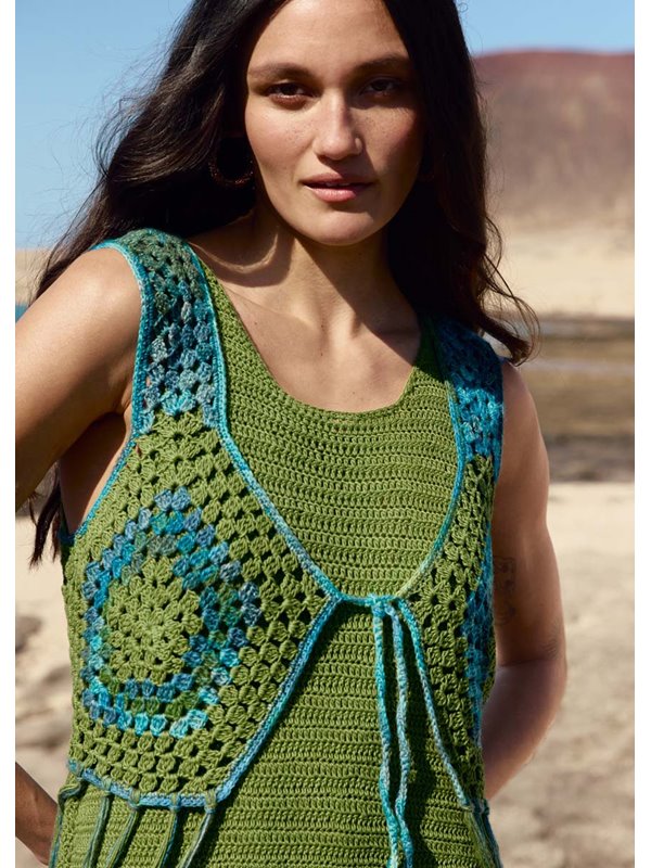 BUSTIERWESTE AUS FÜNFECK-MOTIVEN Solo Lino & Gianna von Lana Grossa