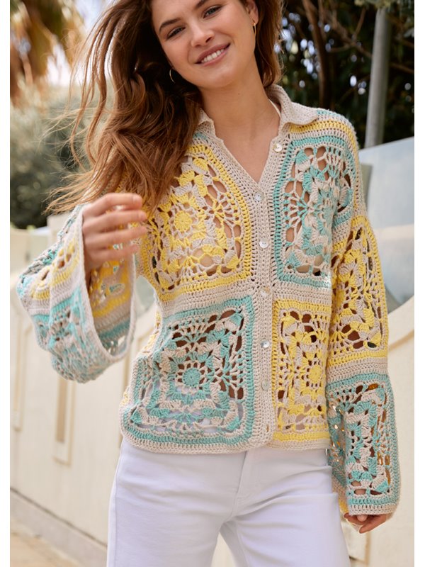 Lana Grossa JACKE IN GROSSEN QUADRATISCHEN MOTIVEN Cotonella