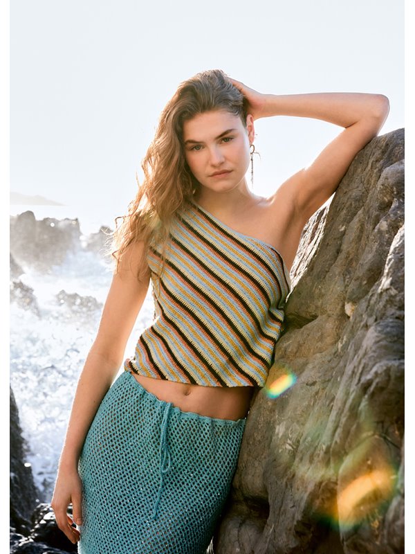 Lana Grossa ASYMMETRISCHES TOP IN STÄBCHEN UND STREIFEN Filo Lurex