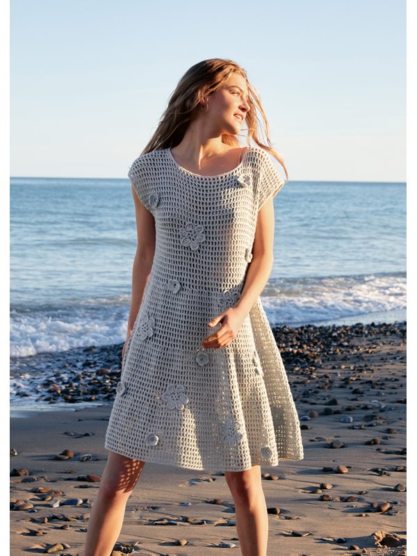 Lana Grossa KLEID IM FILETMUSTER MIT BLÜTEN Cotonella