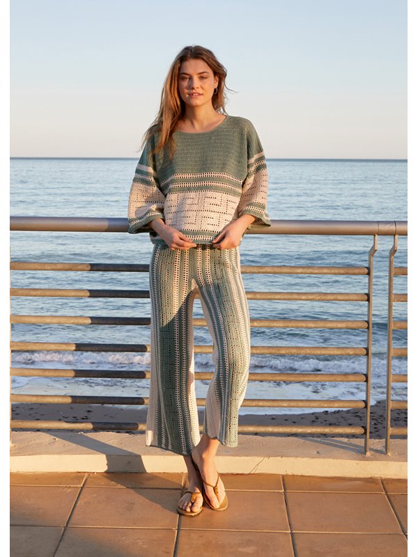 Lana Grossa SHIRT IN STÄBCHEN MIT GRAFISCHEM MUSTER IN FILETHÄKELEI Summer Cashmere