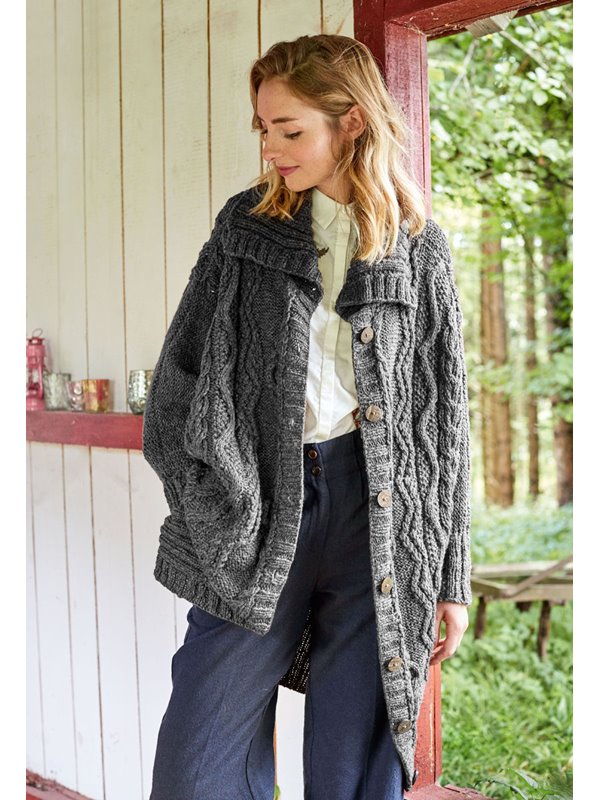 LONGJACKE MIT ARANMUSTER UND FLEDERMAUSÄRMELN Landlust Merino 120 von Lana Grossa