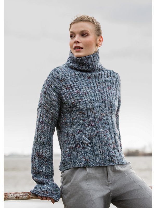 PULLOVER MIT ZOPF-RIPPENMUSTER Lala Berlin Lovely Cotton Inserto von Lana Grossa