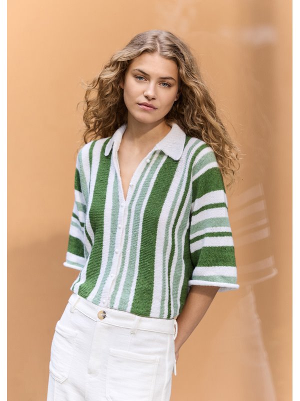 Lana Grossa POLOJACKE MIT STREIFEN Ecopuno