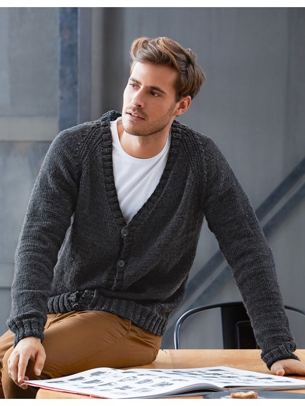 HERREN-RAGLANJACKE COOL WOOL Big Melange (GOTS) von Lana Grossa