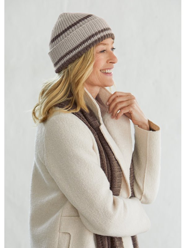 GESTREIFTE MÜTZE Cool Wool Mélange (GOTS) & Cool Wool von Lana Grossa