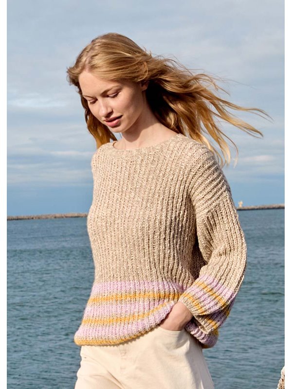 PULLOVER IM HALBPATENTMUSTER MIT STREIFEN Bottoni von Lana Grossa