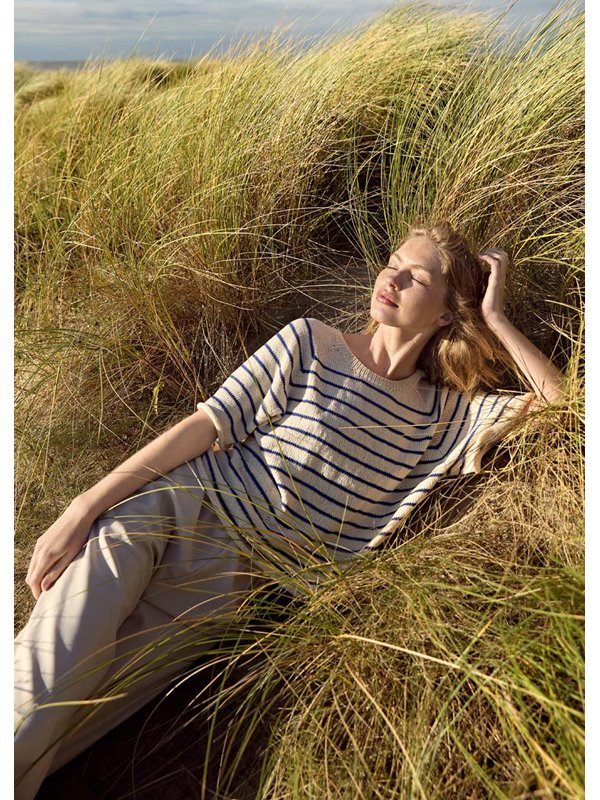 RAGLANSHIRT GLATT RECHTS MIT STREIFEN Cotton Wool von Lana Grossa