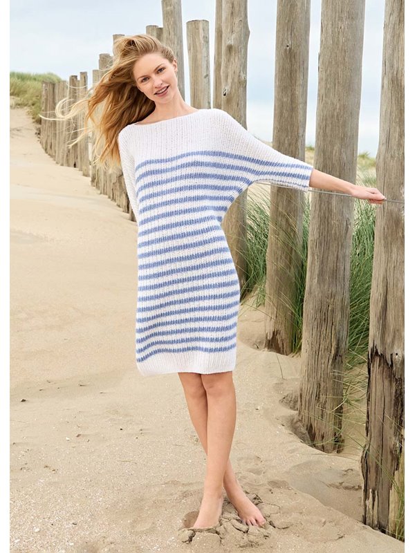 KLEID IM HALBPATENTMUSTER MIT STREIFEN Ecopuno von Lana Grossa