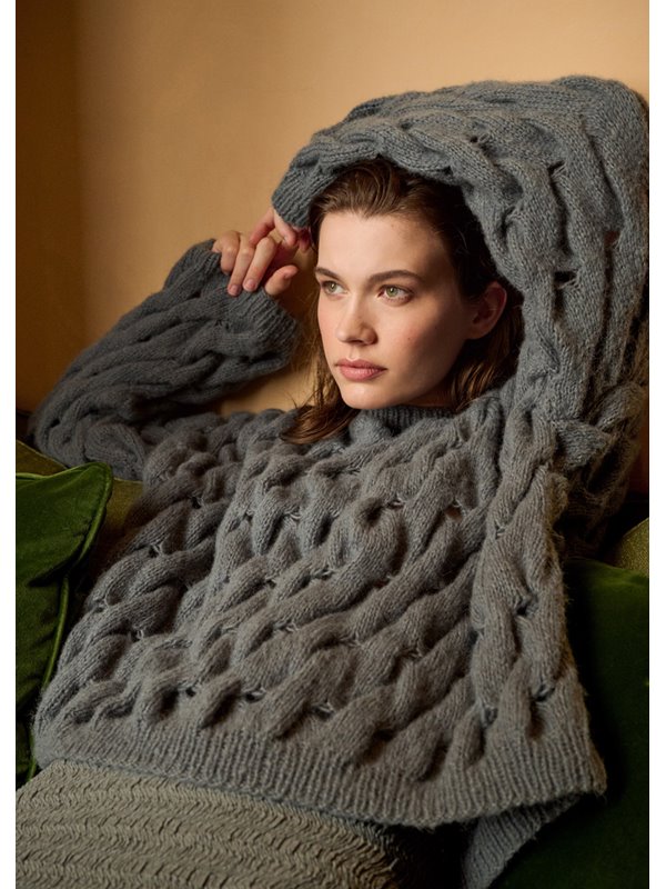 Lana Grossa ZOPFMUSTER-PULLOVER Nebbia