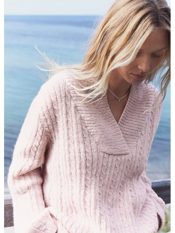 TOP-DOWN PULLOVER Natural Alpaca Pelo von Lana Grossa