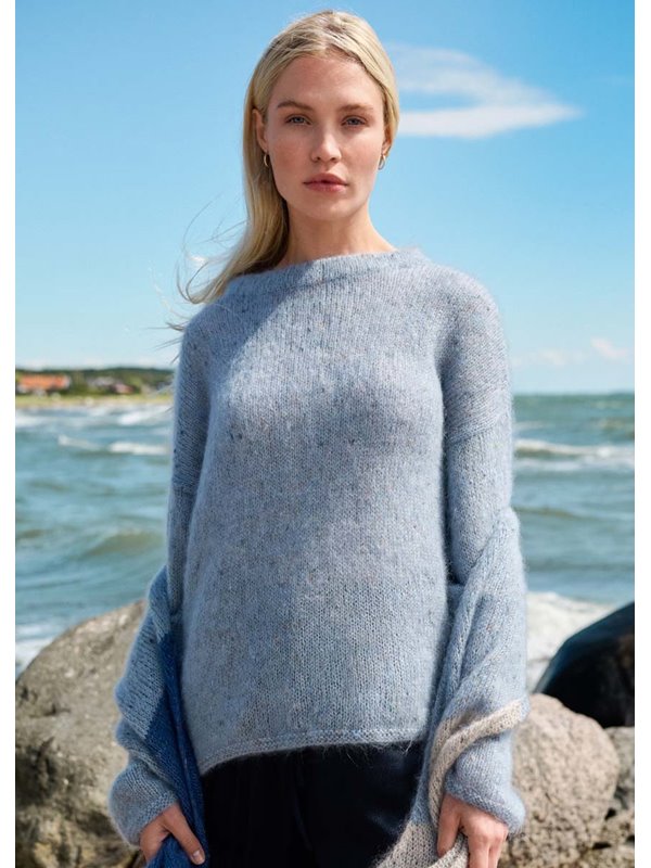 RUNDHALSPULLOVER Natural Superkid Tweed von Lana Grossa