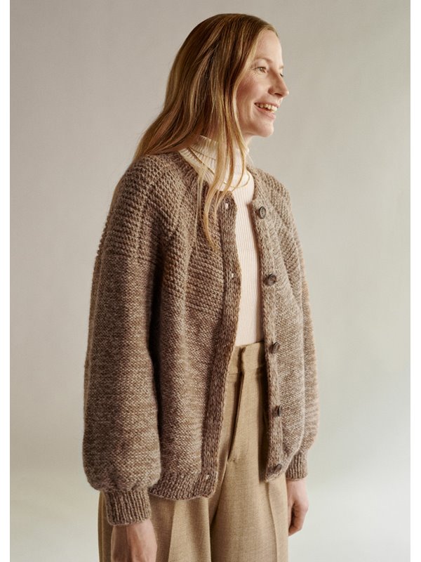 JACKE MIT RUNDPASSE IN ZWEI MUSTERN Natural Alpaca Classico von Lana Grossa
