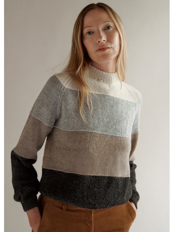 RAGLANPULLOVER IN BLOCKSTREIFEN Natural Alpaca Classico von Lana Grossa