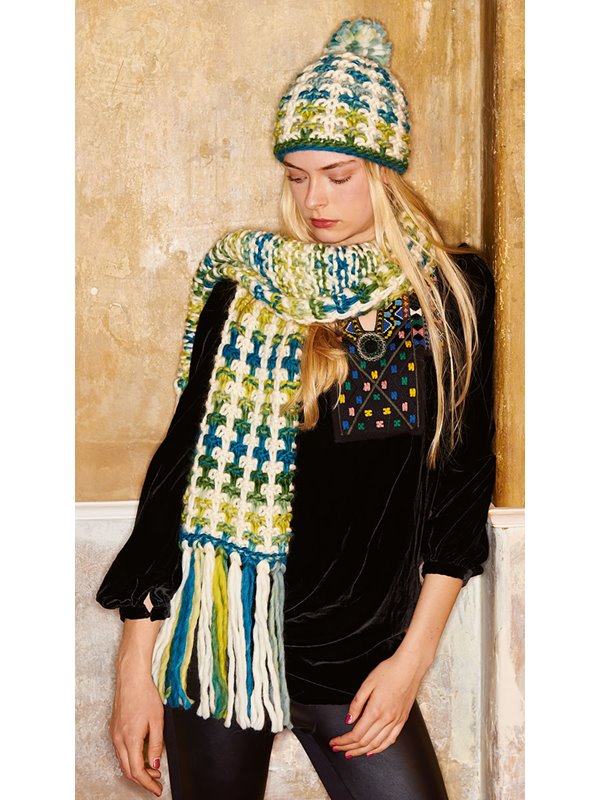 SCHAL IM HEBEMASCHENMUSTER Lei Uni/Colormix von Lana Grossa