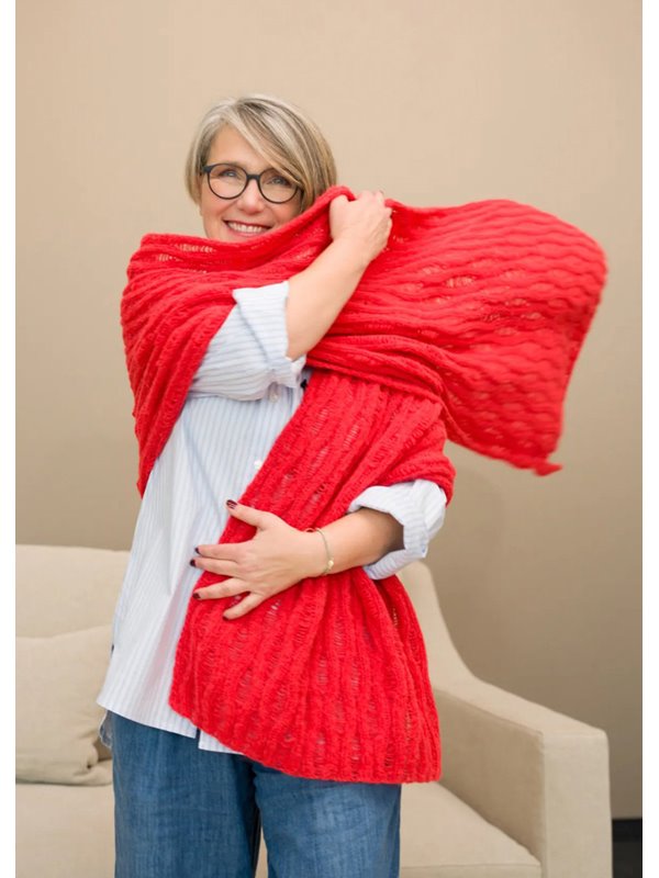 Lana Grossa SCHAL IM FALLLMASCHENMUSTER Nebbia