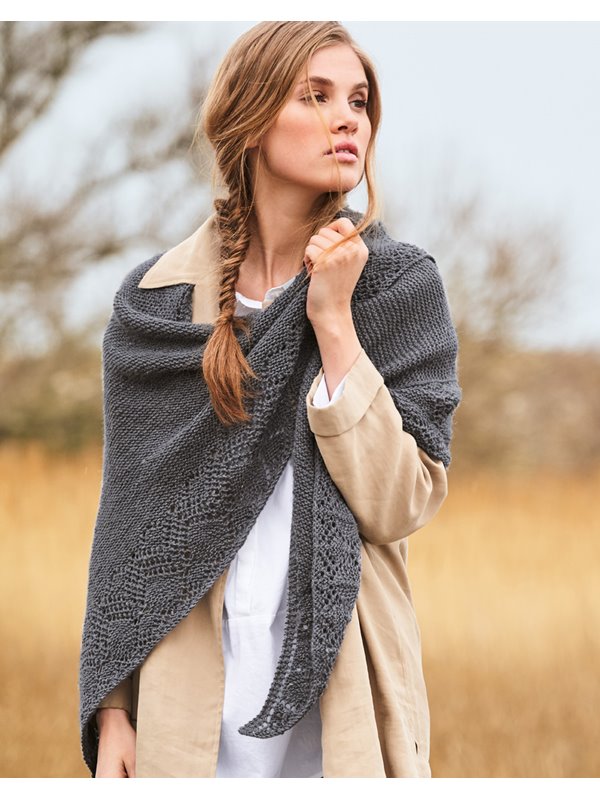 DREIECKSTUCH MIT AJOURBORTE Slow Wool Lino von Lana Grossa