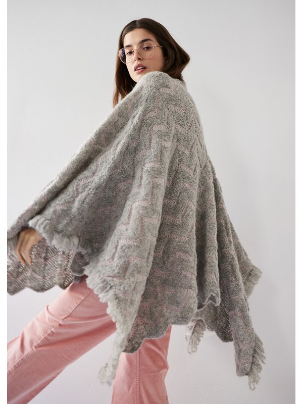 PONCHO Più Bella & Lace Seta Mulberry von Lana Grossa