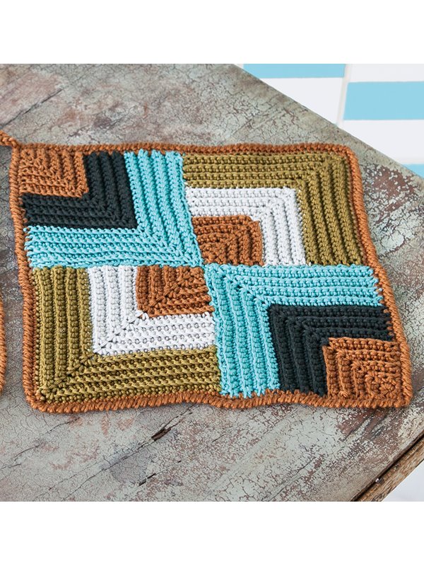 Lana Grossa TOPFLAPPEN IM GRAFISCHEN RELIEFMUSTER Cotone