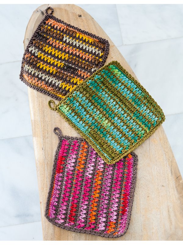 Lana Grossa TOPFLAPPEN IM STRUKTURMUSTER Cotone uni/print