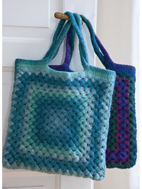 HÄKELTASCHE AUS 2 QUADRATEN Feltro Dégradé von Lana Grossa