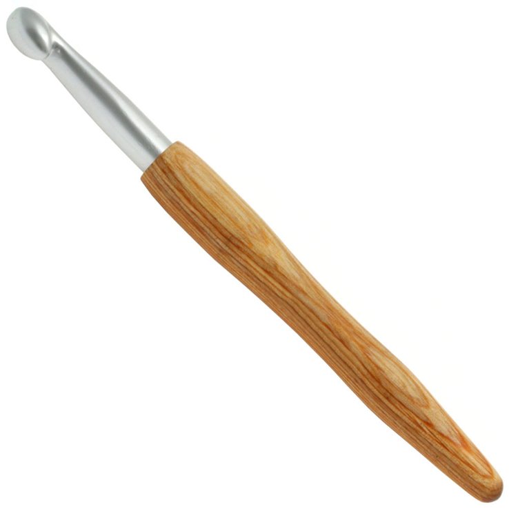Wollhäkelnadel Alu mit Holzgriff Design-Holz Natur St.10,0 - von Lana Grossa