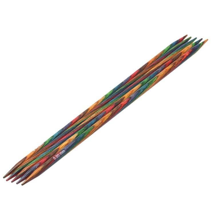 Strumpfstricknadel Design-Holz Multicolor St. 5,5/20cm - von Lana Grossa