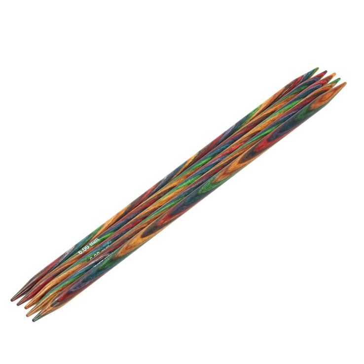 Strumpfstricknadel Design-Holz Multicolor St. 6,0/20cm - von Lana Grossa