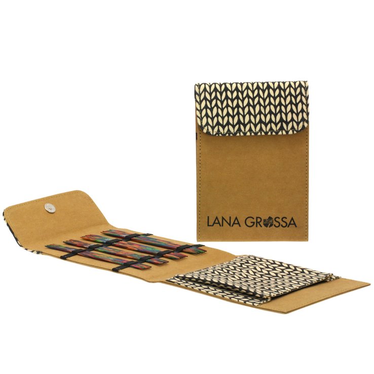 Strumpfstricknadel-Set Design-Holz Multicolor 15cm (Braun) - von Lana Grossa