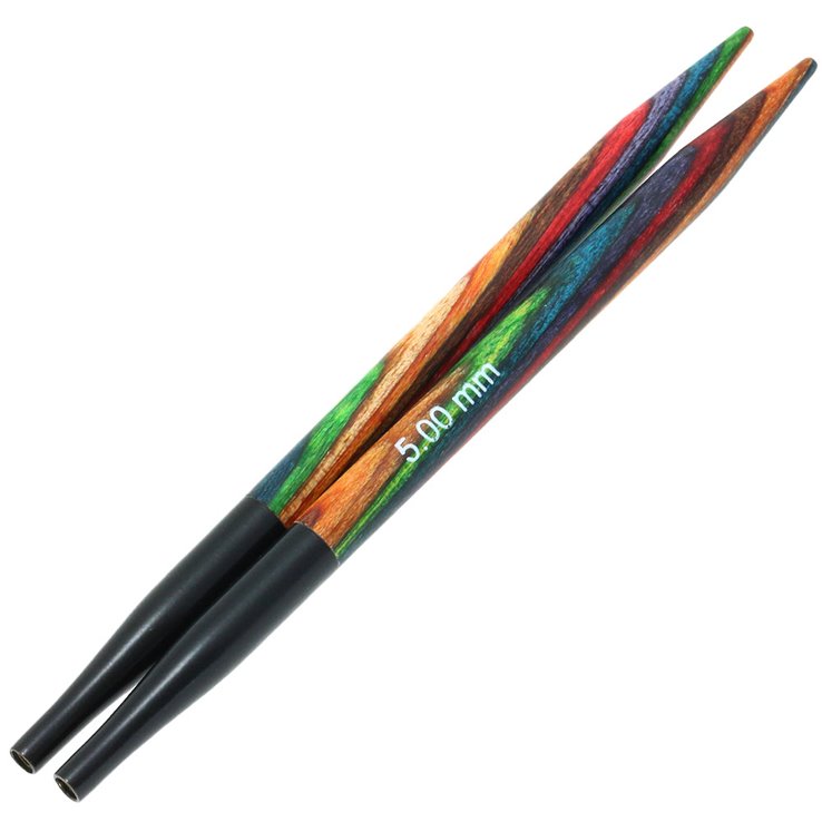 Nadelspitzen Vario Design-Holz Multicolor St. 5,0 kurz - von Lana Grossa