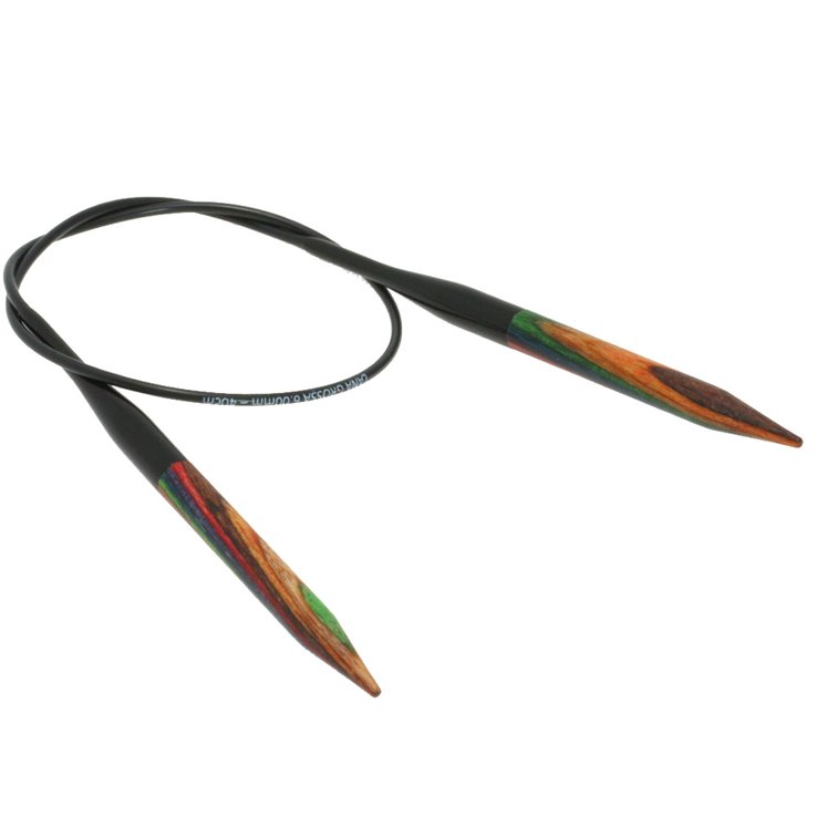 Rundstricknadel Design-Holz Multicolor St. 6,0/ 40cm - von Lana Grossa